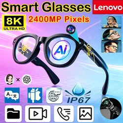 Enhanced 8K HD AI Smart Sunglasses with Touch Control, Photo & Video Recording, Translator, and Handsfree Call & Music Functionality - Transparent