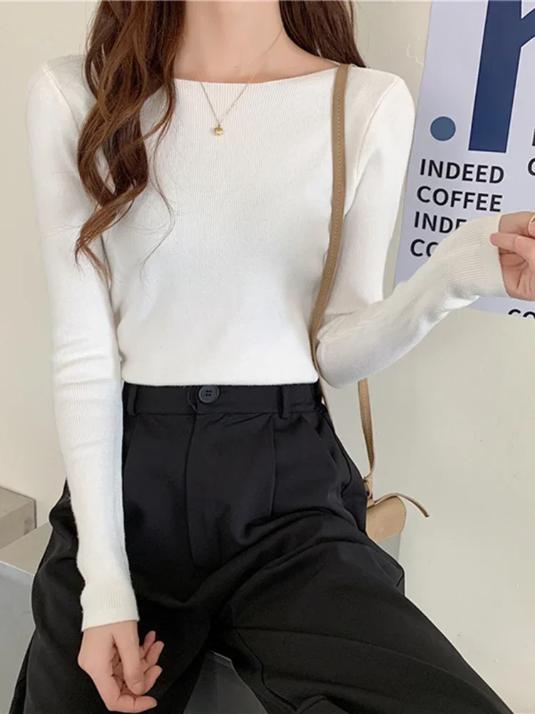 Fashion Ribbed Women Sweater Knitted Soft Pullovers Jumpers Basic Solid Soft Long Sleeve Sweaters For Women Autumn Winter Tops