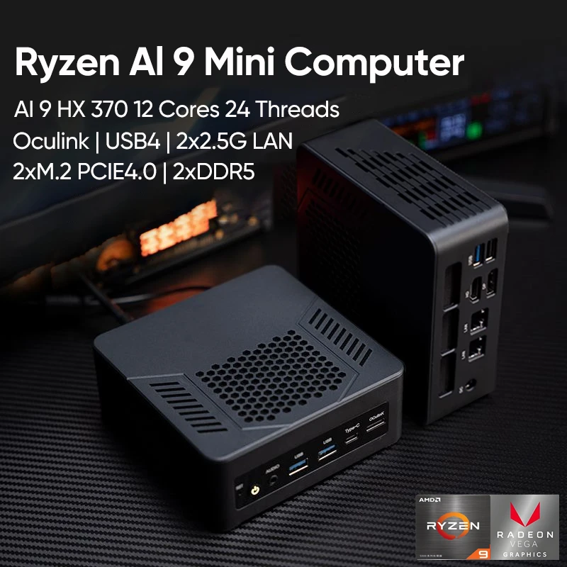 TOPTON D12 Plus Ryzen AI 9 HX370/365 Mini PC Oculink USB4 DDR5 - Image 2