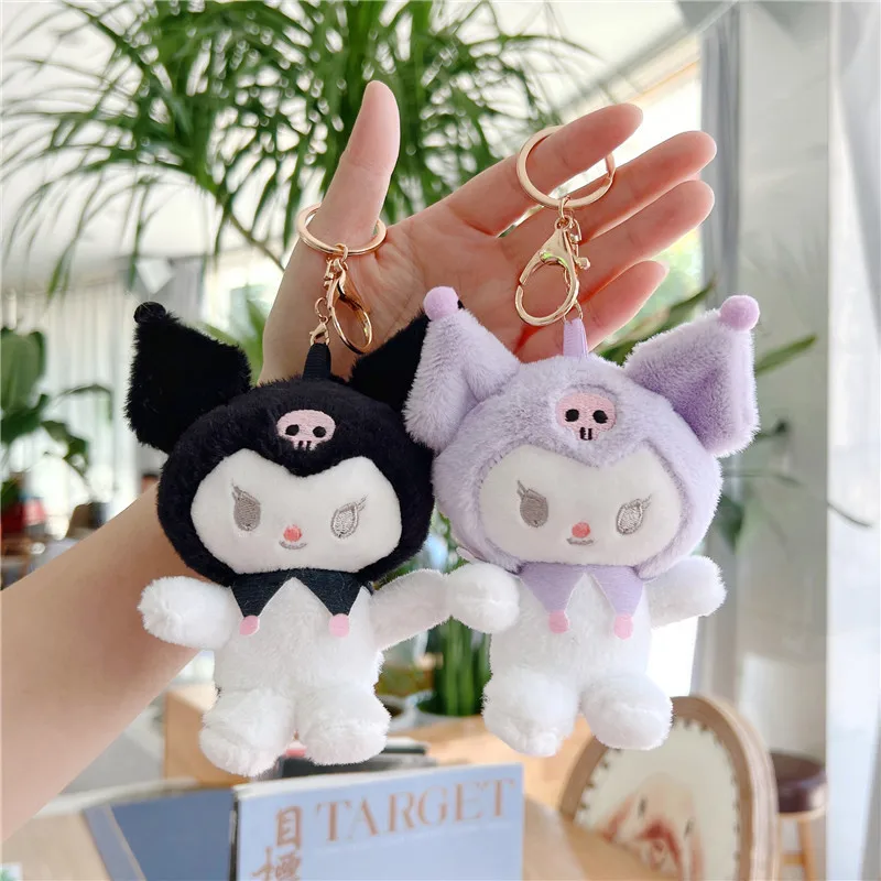 12CM Kawaii Sanrios Anime Kuromi Doll Little Devil Cartoon Plush Toy  Pendant Cute Soft Plush Doll Key Chain Girls Gift