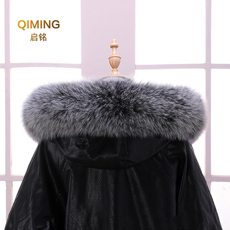 Winter Women Real Fox Fur Collar Scarf Coat Fur Collar Luxury Fox Fur Scarves Genuine Warm Neck Warmers Shawl Scarfs for Ladies 2