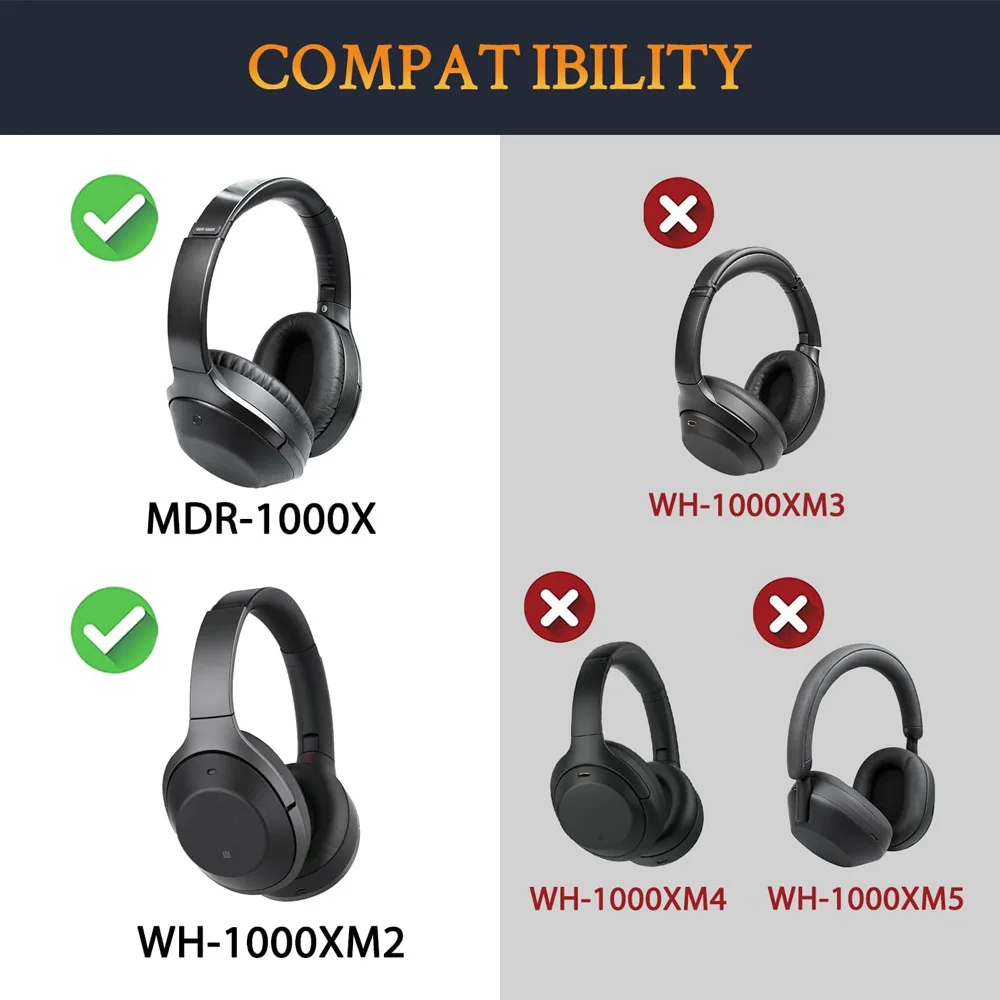 Earpads Compatible with SONY WH-1000XM1/2 Protein leather Memory foam Ear Pads Cushions Replacement Over-Ear Headphones Soft Pro