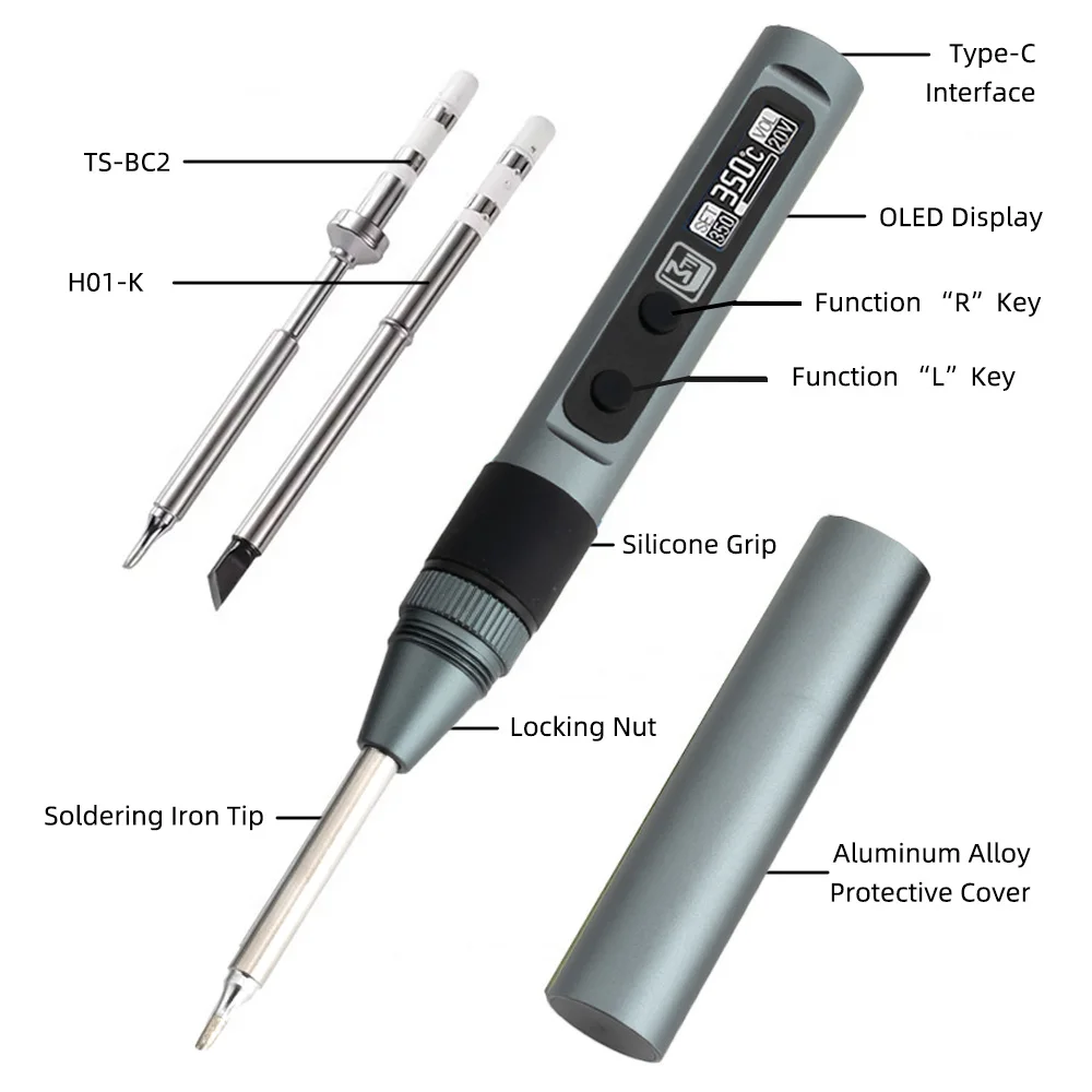 H-01 Soldering Iron 65W Adjustable Temperature PD3.0 Portable Compatible TS and