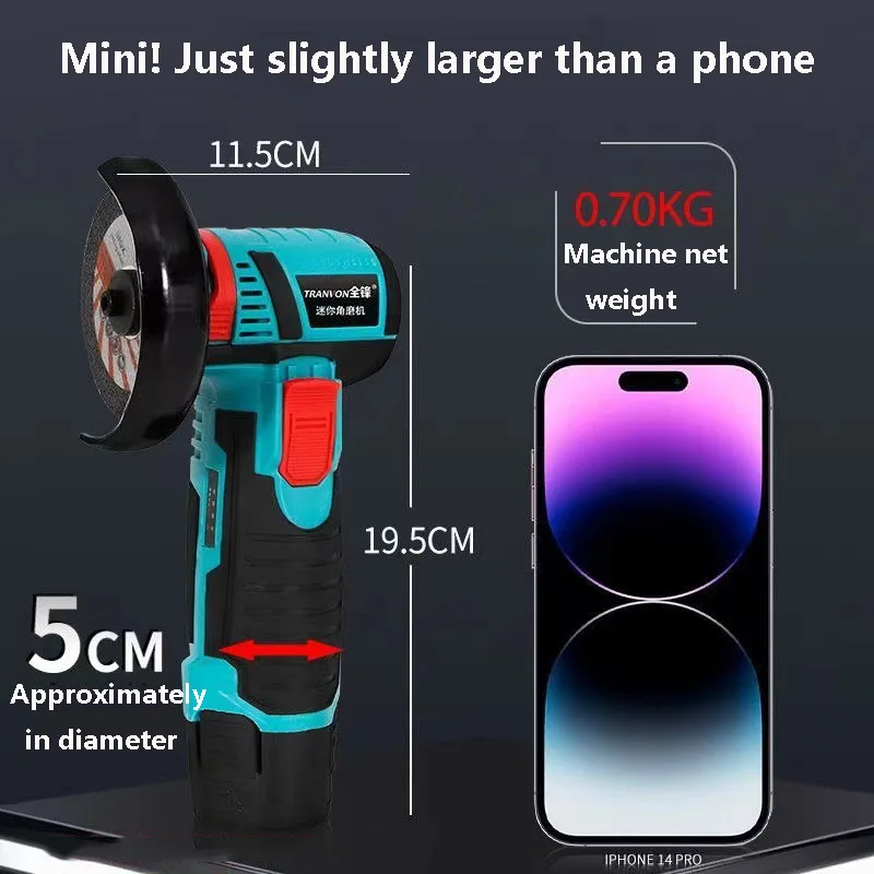 12V Mini Brushless Angle Grinder with Rechargeable Lithium Battery Cordless Polishing Machine Diamond Cutting with Accessories 5
