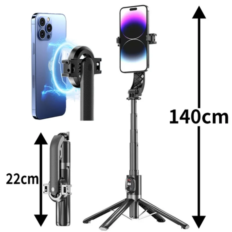 Portable Magnetic Selfie Stick Outdoor Portable Tripod Selfie Stand 360 Degree Rotating Compatible With IPhone Android phone tripod,selfie stick