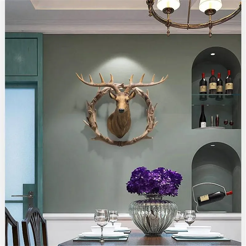 [HHT] American Country Lucky Deer Head Wall Hanging Decoration Pendant Living Room Restaurant Entrance Hallway Aisle Background 5