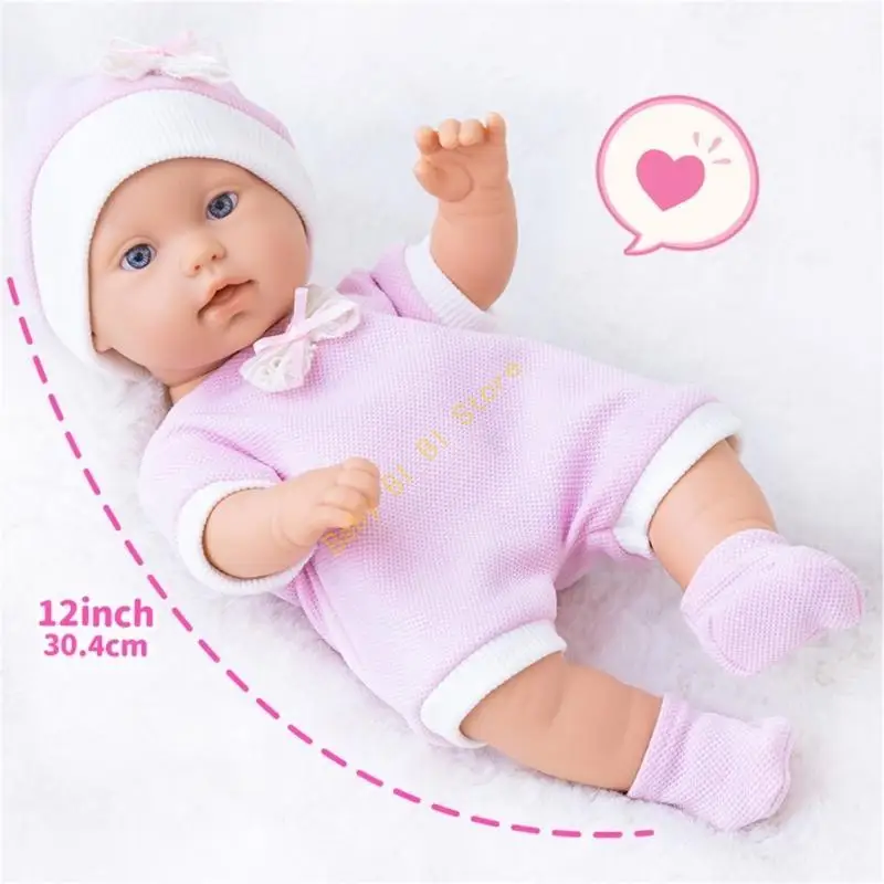 12 인치 Reborns 인형 세트 어린이를위한 점프 슈트 옷과 모자 양말 육아 게임 인형 놀이 척 11UC