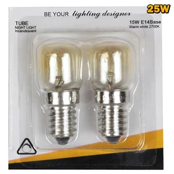 High-Temperature Resistant Microwave Oven Light Bulbs - 2 Pack, 220V, E14 Base, 300℃ Rated, 15W/25W Options (25WSV)
