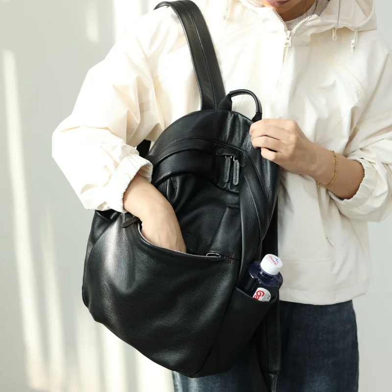 Luxury Genuine Leather Backpack With Computer Compartment Women And Men Soft Large Capacity Fashion Backpacks 3