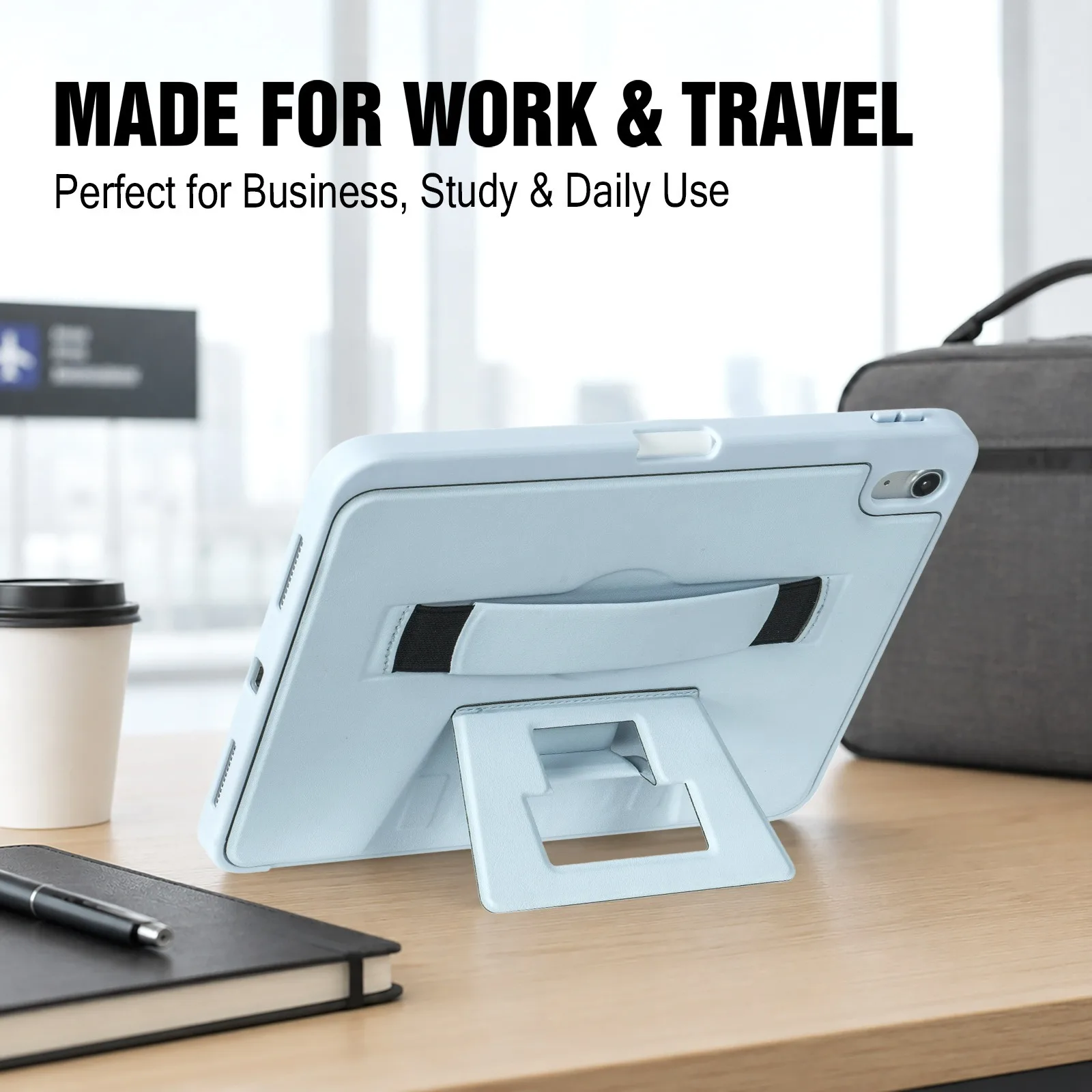 Luxury Leather Tablet Case with Wrist Band Stand