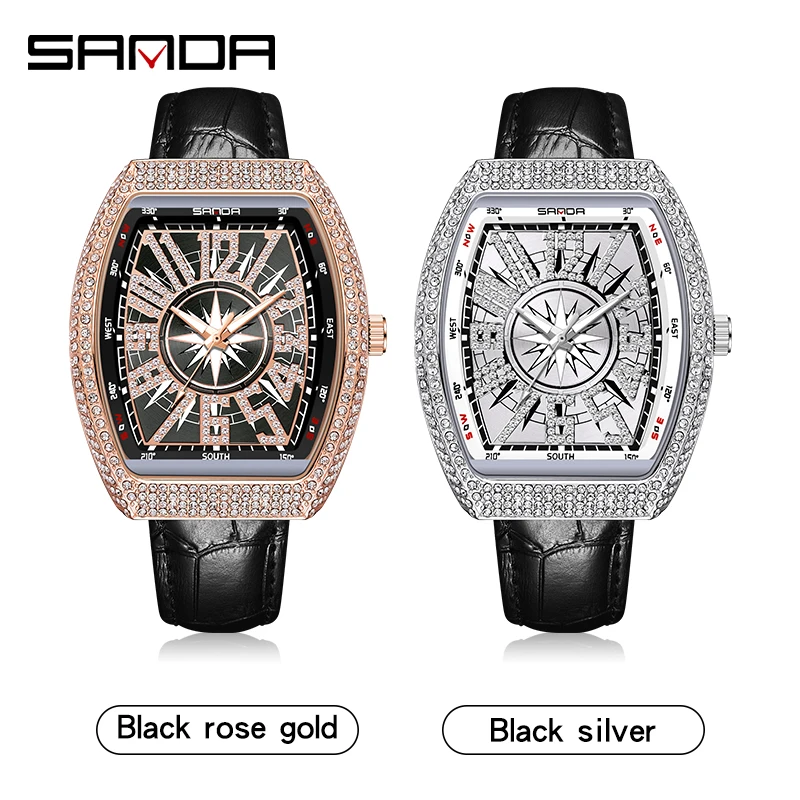 SANDA Fashion Barrel Type Casual Quartz Men Watch Watches 2023 New Design Luxury Personality Watch Waterproof Relogio Masculino