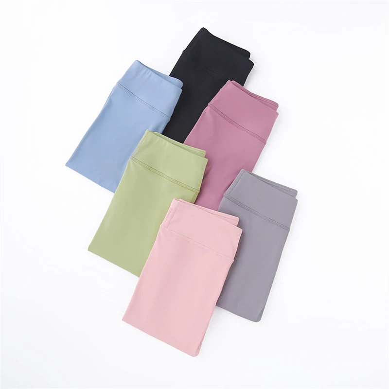 Girls High Waist Naked Feeling Leggings Push Up Sport Running Yoga Pants Seamless Skinny Pants