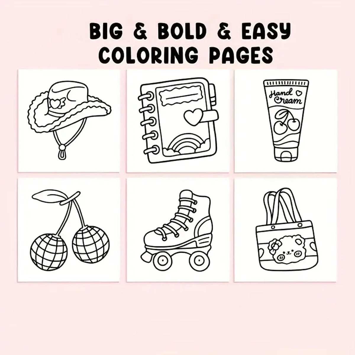 Cute & Groovy Coloring Book for Adults and Youngsters – Bold & Easy Designs for Relaxation, Art Learning, and Cognitive Develop 4