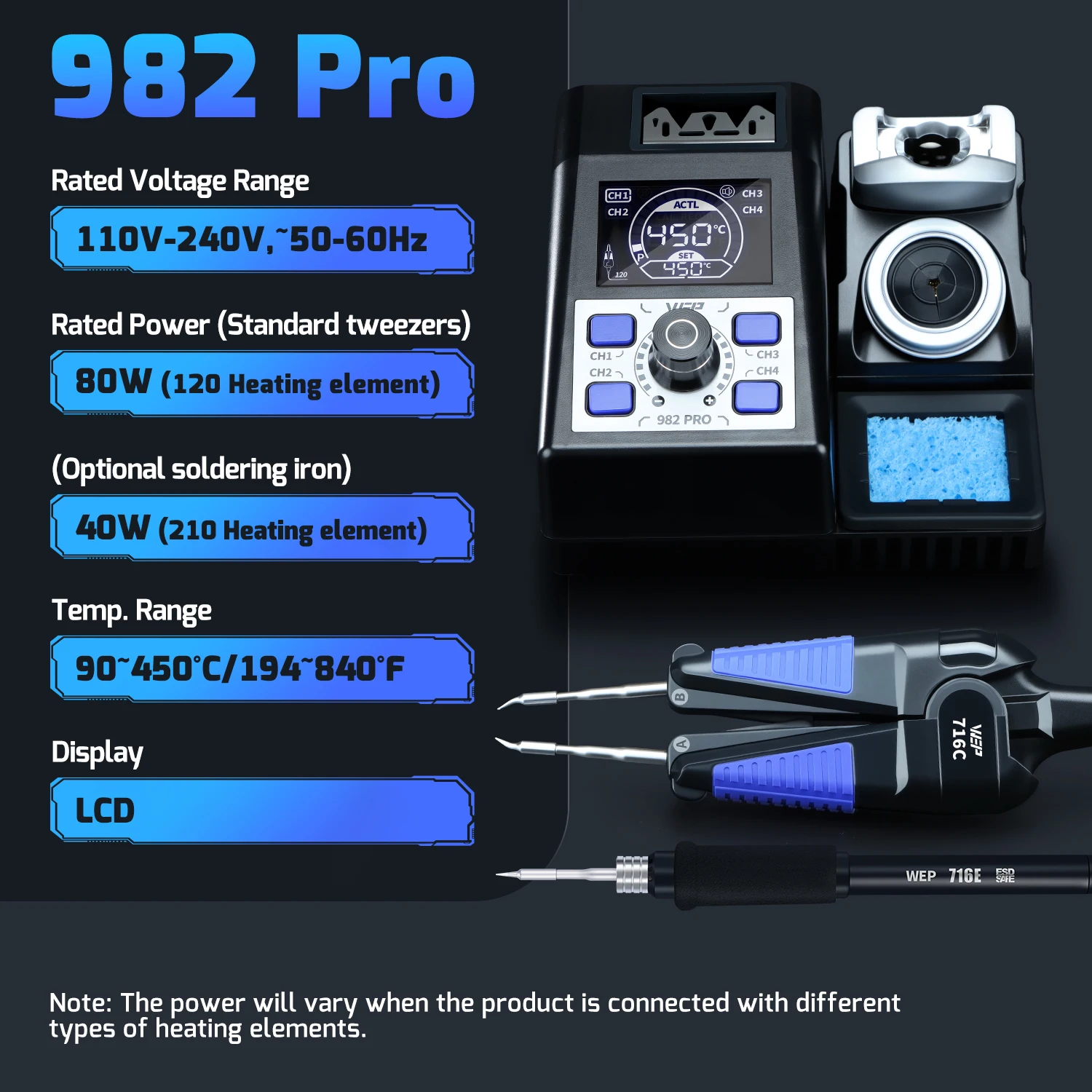 WEP Desoldering Station Fast Heating Precision Tweezers Rework Iron Kit 110V-240V For Phone Watch Repair Motherboard DIY Deign