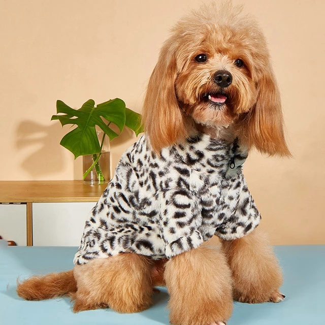 Black White Leopard Print Jacket Dog Clothes Fashion Small Dogs Clothing  Cat Winter Warm Thick Costume Yorkshire Pet Products