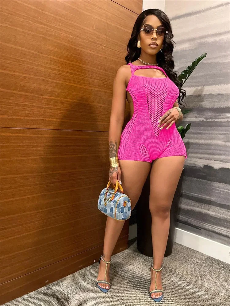 Wmstar Women's Jumpsuits Summer One Piece Outfits Slip Hollow Out  Sexy New Style Playsuits Overalls Wholesale Dropshipping 2025