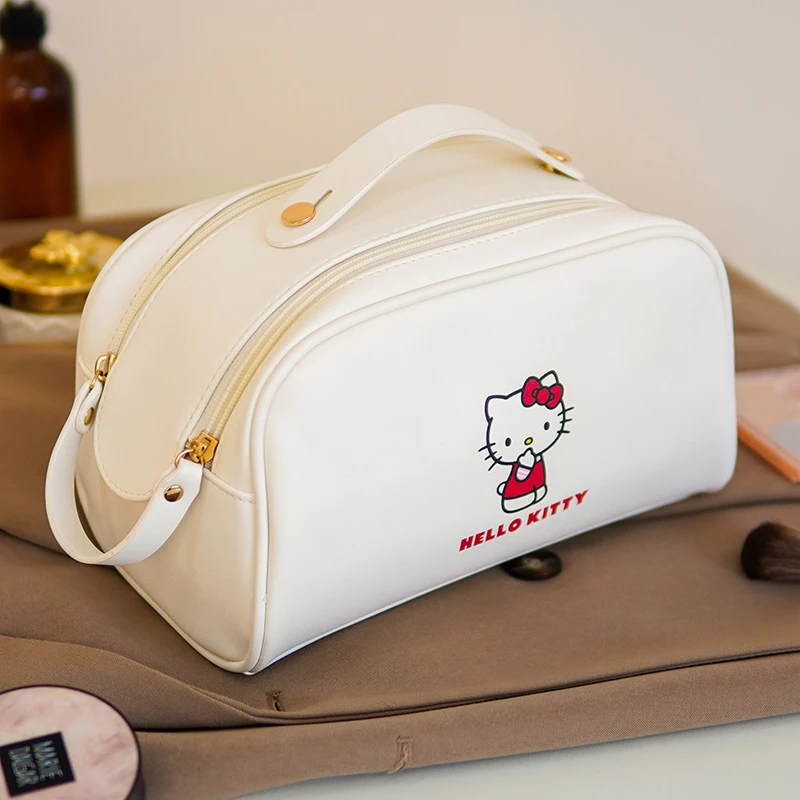 

Sanrio Аниме Фигурка Pu двойная молния портативная косметичка большой емкости портативная дорожная высокая стоимость сумка для хранения Kuromi подарок