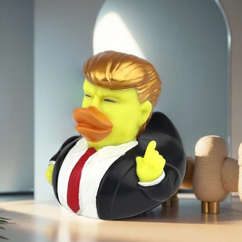 Novelty Trump Rubber Duck Bath Toy Rubber Duckies Trump Merchandise Funny Duck Toy US President Baby Toy for Kids Baby Gift 2