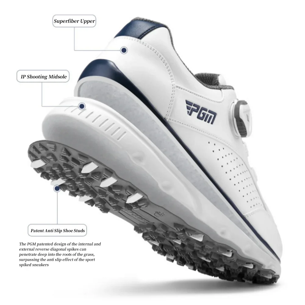 PGM Men Golf Shoes,Knob Shoelaces Sport Shoes,Golf Equipment,Outdoor Waterproof Sneakers,Anti slip Nails,Breathable Men's Shoes