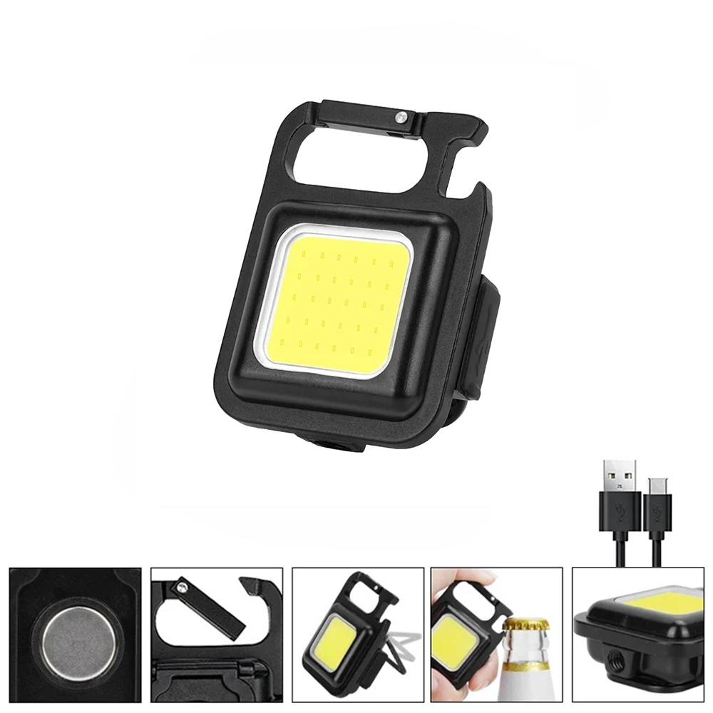 

Mini Flashlight Keychain Carry LED COB Work Light Flashlamp Waterproof USB Charge Convenient Emergency Outdoor Lighting Camping