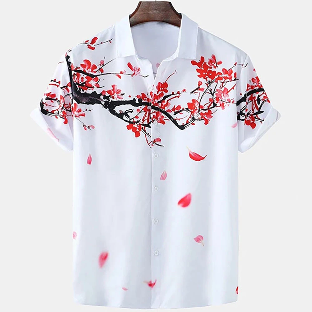 

Hawaiian men's flower shirt, loose and breathable, short sleeve, casual, street, 5XL, 2023 men's top