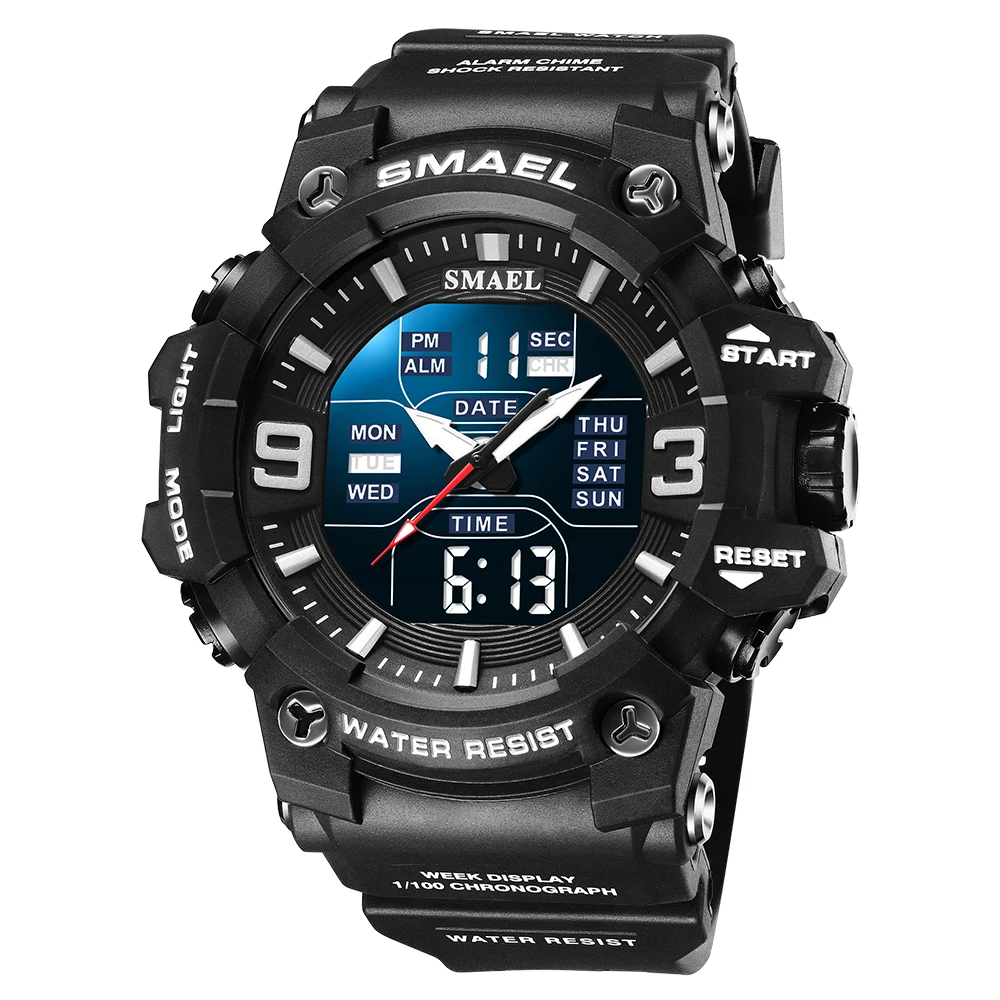 Rugged Men's Sport Waterproof Digital Watch with Alarm and Dual-Time Features