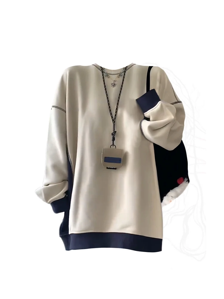 

Korean Preppy StyleHigh Street Solid Pullover Basic Streetwear Baggy Sweatshirts 2000s Aesthetic Mori Girl Fashion Autumn Winter