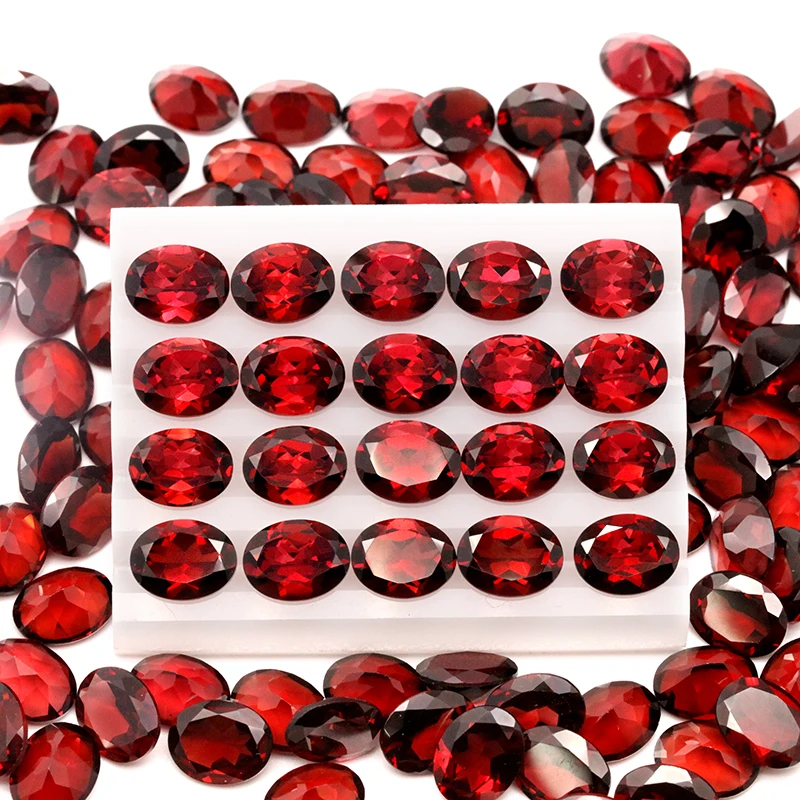 Gemstone Natural Red Garnet Loose Stone Oval Shape 7mm*9mm Good Cutting Good Fire Earring Ring Best Choice For Jewelry Design
