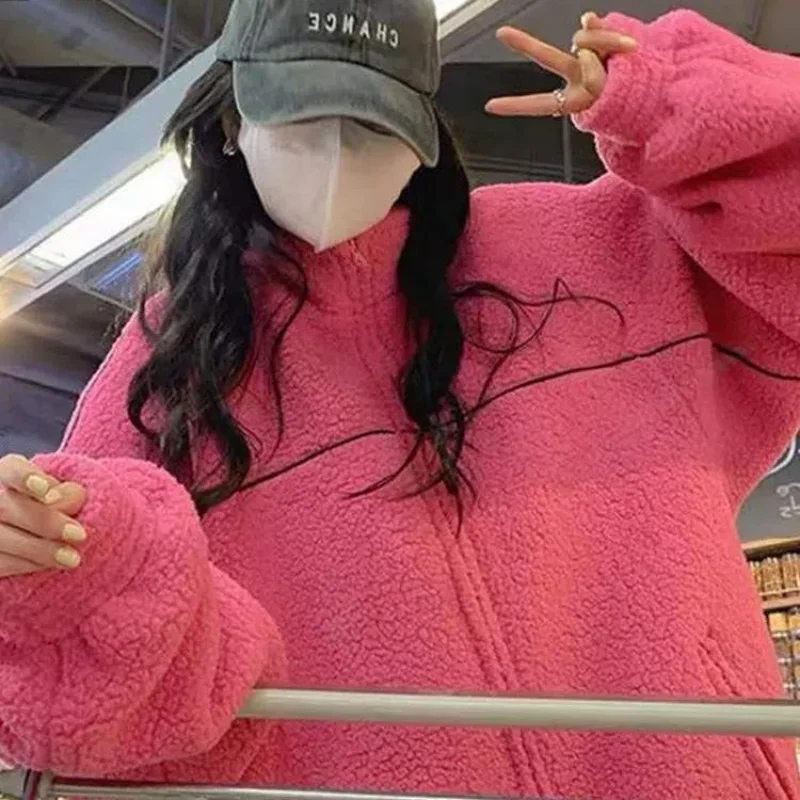 2023 Winter Fur Coat Patchwork Leopard Turn-down Collar Coats Oversized Neon Green Faux Fur Woolen Warm Women Jacket Streetwear