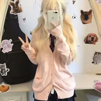 Mikasa pink cardigan sweater with the same style， Anime character COS knitted sweater, original JK uniform sweater jacket - Image 2