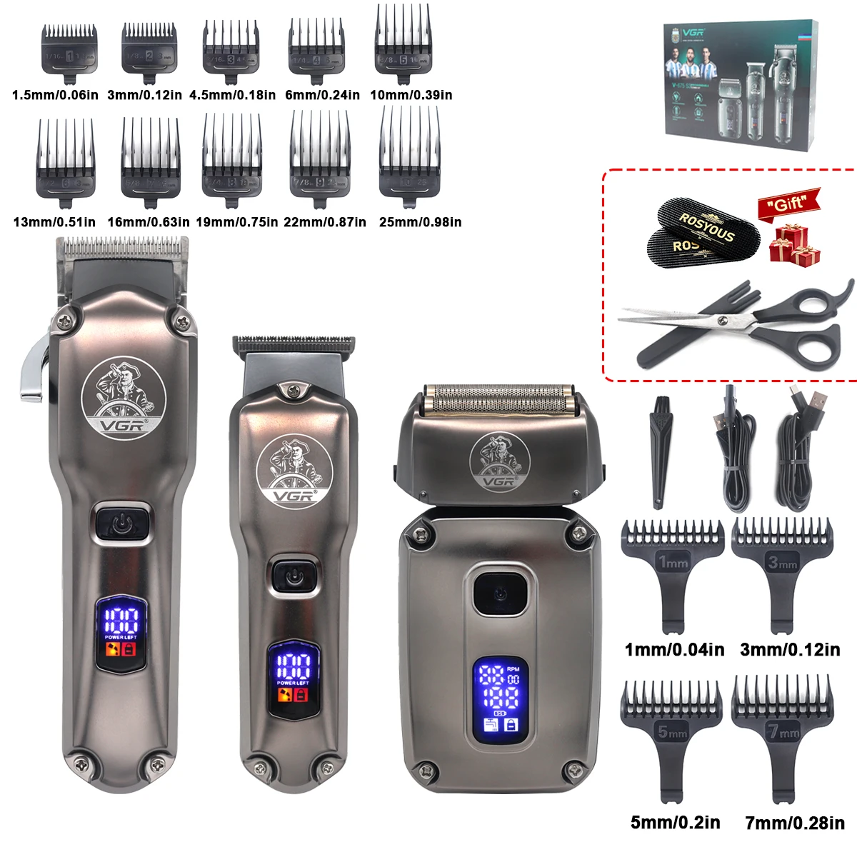 VGR V-675 S3 المهنية مقص الشعر عدة للرجال 8000 دور...