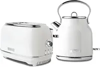 1.7 Liter Stainless Steel Body Retro Electric Tea Kettle with 2 Slice Wide Slot Stainless Steel Bread Toaster 1