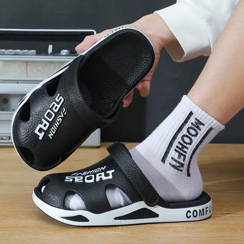 Men Slippers Cloud Clog Slides Flip Flops Male Thick Flat Platform Non Slip Hole Summer Eva Sandals Indoor Beach House shoes