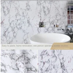 PVC Self-Adhesive Marble Sticker Kitchen Waterproof Wall Stickers Bathroom Furniture Wardrobe Wall Decorative Vinyl Wallpaper