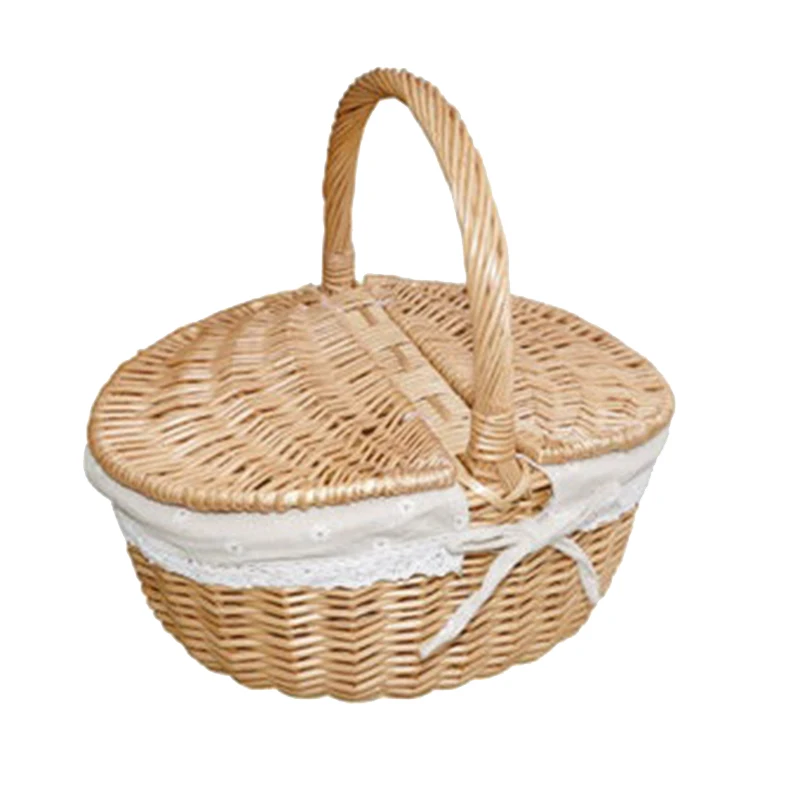 

Плетеные корзины для пикника, ротанговая ива, плетеная корзина для хранения фруктов и цветов, органайзер, украшение для дома