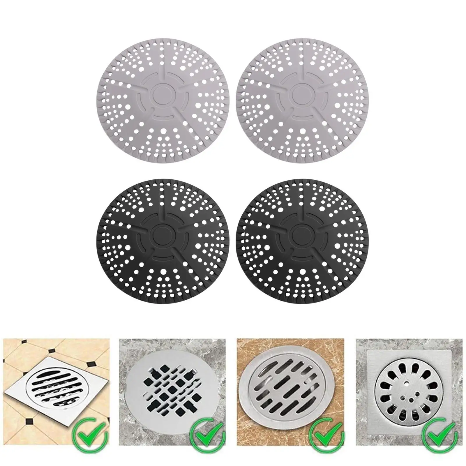 2x Drain Cover Silicone Drain Catcher for Washbasin Laundry Room Shower 4