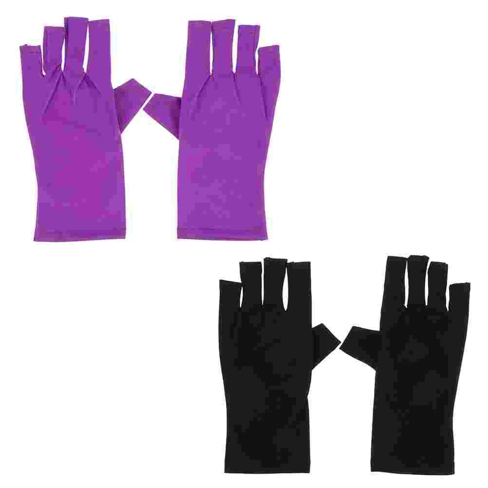 

2 Pairs Nail Gloves Cloth Manicure Skin Protective Phototherapy Sun Protection Salon Tools