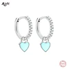 Aide Silver Color Hoop Earrings With Cute Candy Neon Color Enamel Heart Charm Drop Earring Gold Color For Girls Party Jewelry 1