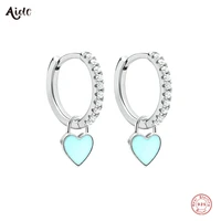 Aide Silver Color Hoop Earrings With Cute Candy Neon Color Enamel Heart Charm Drop Earring Gold Color For Girls Party Jewelry 1