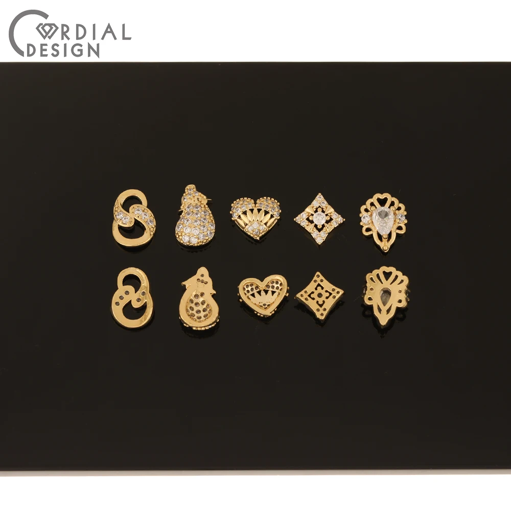 Cordial Design 50Pcs Cubic Zircon/DIY Fingernail Accessories/Genuine Gold Plating/Multi Shapes/Jewelry Findings & Components - cordial