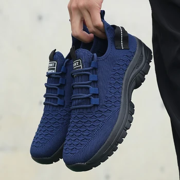 أحذية جري كاجوال محبوكة للرجال مضادة للانزلاق ونعل ناعم قابل للتنفس أحذية رياضية خارجية خفيفة الوزن وأنيقة للتدريب في صالة الألعاب الرياضية 5