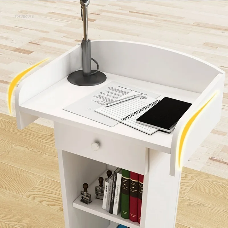 Wooden Podium Speech Table Hotel Welcome Desks Reception Table Shopping Guide Information Counter Host Emcee's Desk