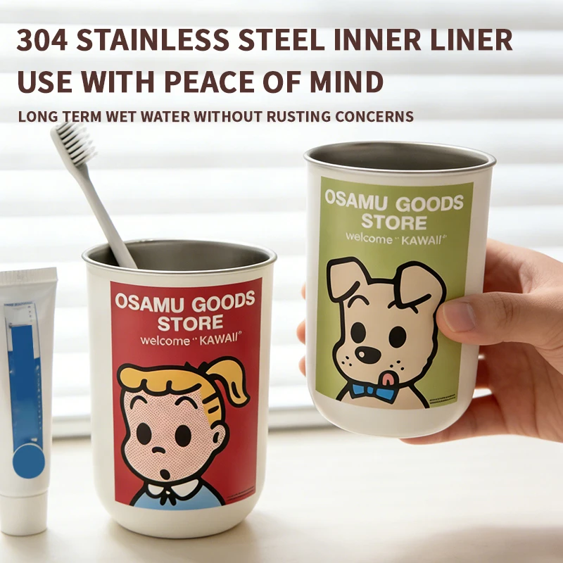 Niedlicher Mundspülbecher aus Edelstahl 304 für Zuhause, eleganter Zahnbürstenbecher für Paare, Mehrzweck-Wasserwaschbecher, perfekt für_voghion.com