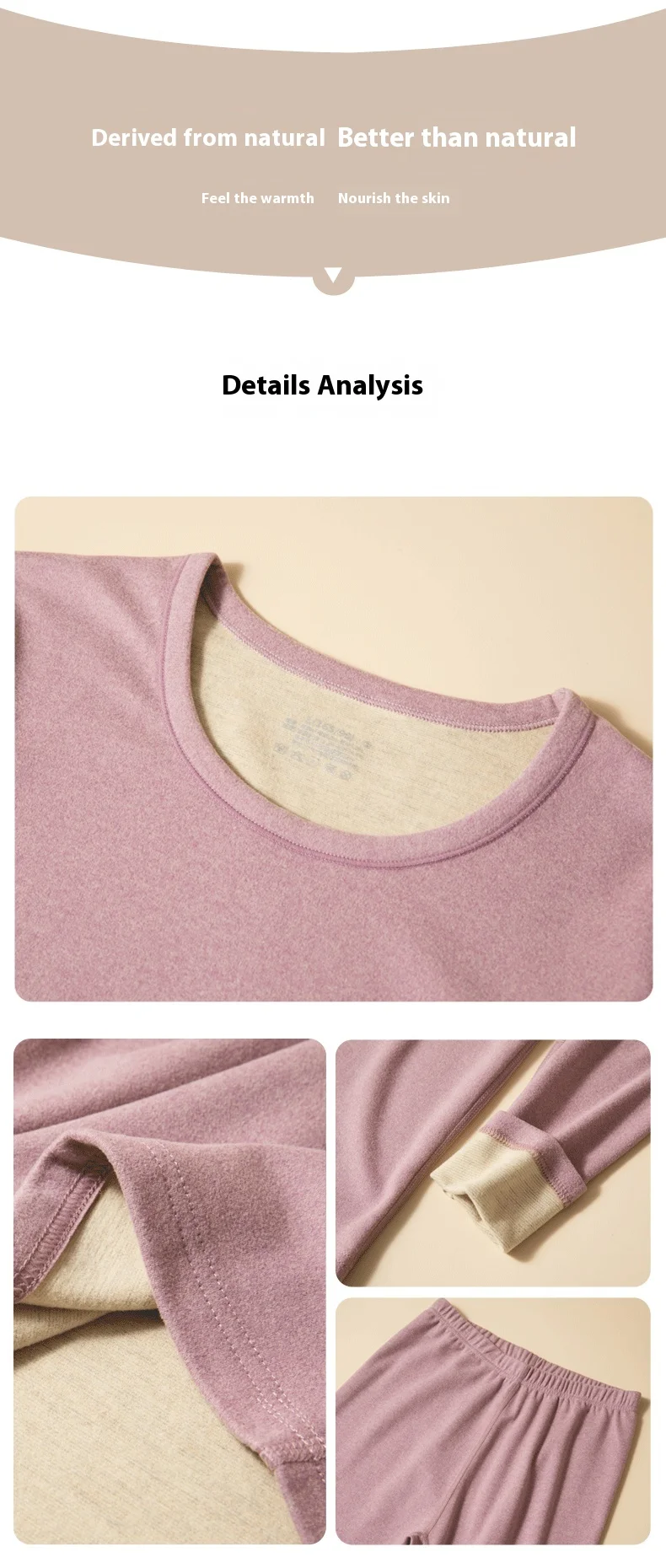 Description Picture 5 of item2PCS/Set large size men's non-marking cashmere simulation silk thermal underwear padded and thickened fall coat and pants bottom