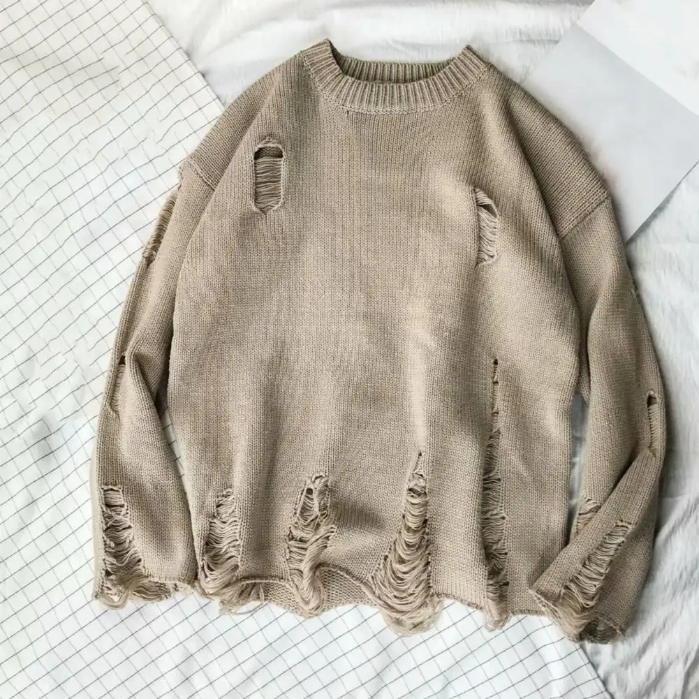 

Terrific Winter Sweater Young Ripped Anti-pilling Couple Sweater