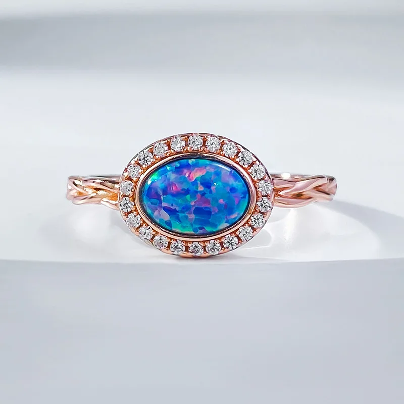Nuovo 925 Argento Oro Rosa Intarsiato One Carat Australian Treasure Blue Purple Ring Per Donna Live Streaming Little Red Book