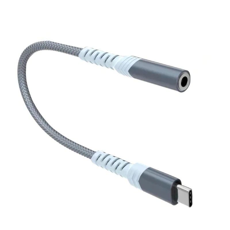 

Type C to 3.5mm AUX Cable Adapter Headphones Connector Line Durable and Portable Nylon Wire
