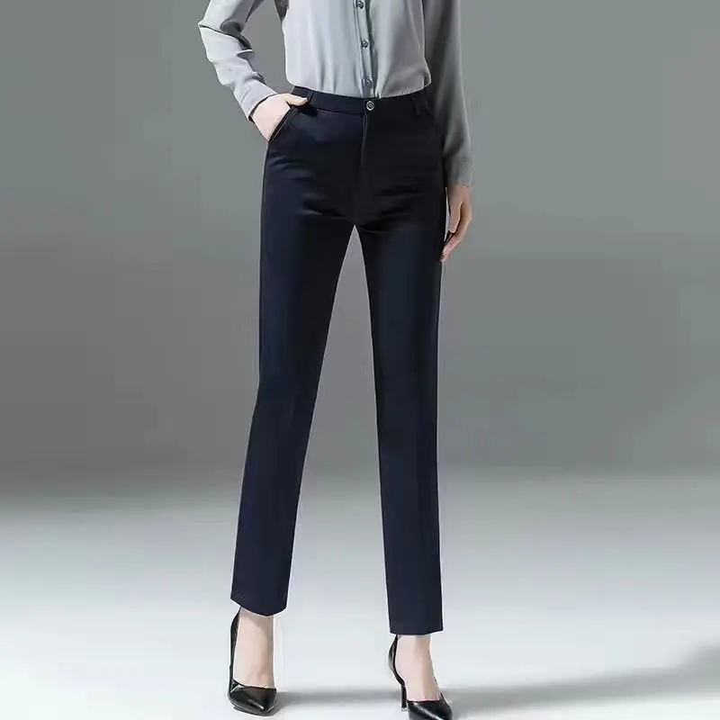 

Women's Pants 2024 Spring Summer High Waist Casual Black OL Work Suit Pants Professional Straight Trousers