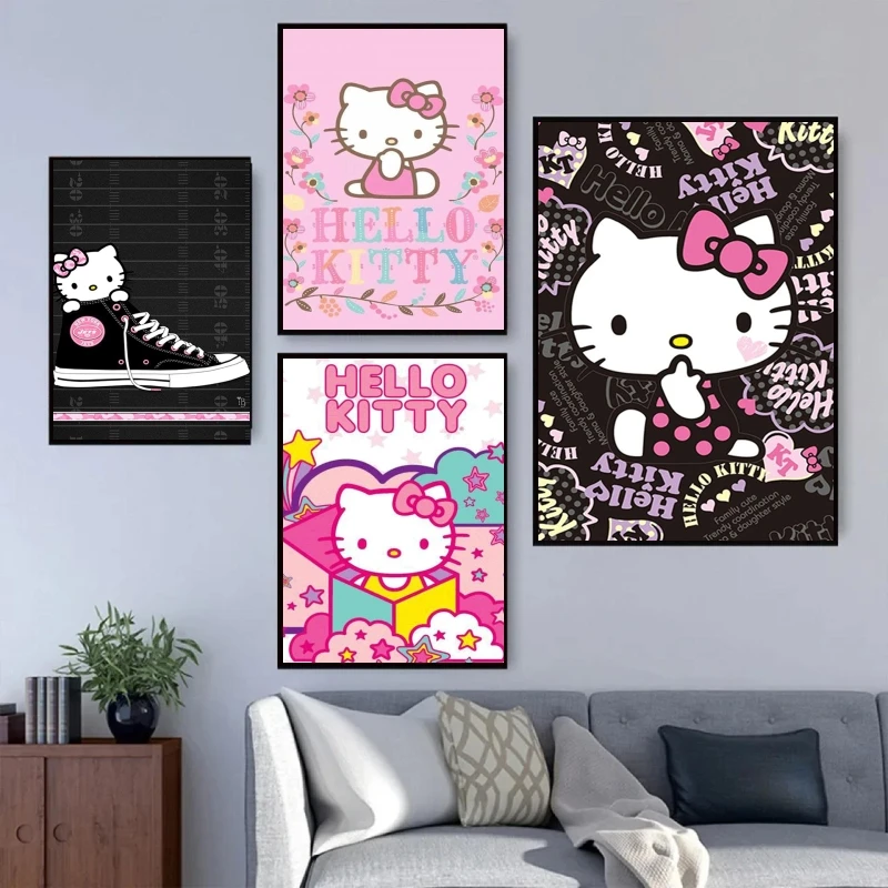 

Anime Character Pictures Hello Kittys Dark Cuadros Best Gift Decorative High Quality Art Prints and Living Room Decorate Classic
