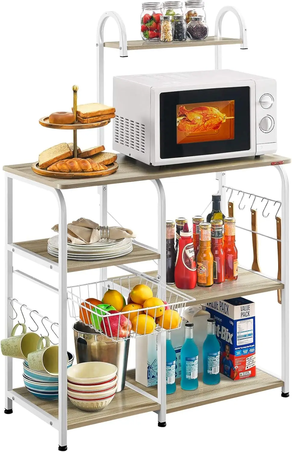 Kitchen Baker's Rack Utility Storage Shelf 35.5" Microwave Stand 3-Tier+4-Tier Shelf for Spice Rack Organizer Works